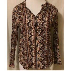 G Collection Large peach & navy blue blouse